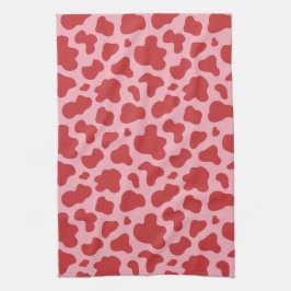 Western Valentines Day Cow Print Cowgirl Pink Red Geschirrtuch