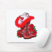 Western Valentines Day Cowgirl Boots Yeehaw Howdy  Mousepad (Mit Mouse)