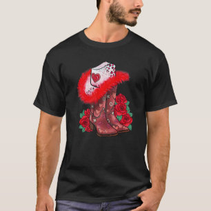 Western Valentinstag Cowgirl Boots Yeehaw Howdy T-Shirt