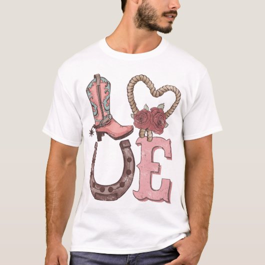 Western Valentinstag Liebe T-Shirt (Vorderseite)