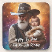 Western Vaterzeit und Baby Neujahr Getränkeuntersetzer (Vorderseite)