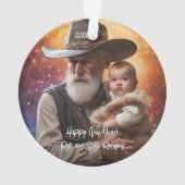 Western Vaterzeit und Baby Neujahr Ornament (Rückseite)