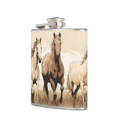 Western Vibes! Horses. Geschenk des bearbeitbaren Flachmann (Links)