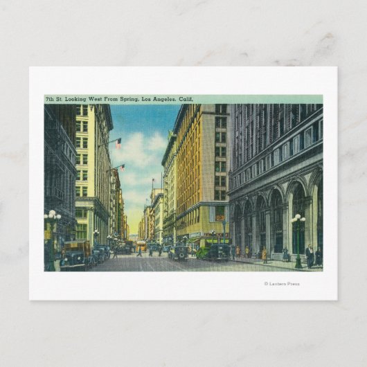 Western View 7th Street von der Spring Street Postkarte (Vorderseite)