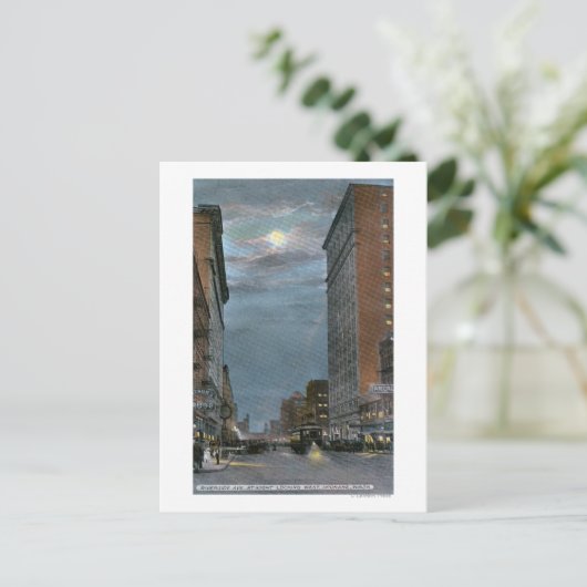 Western View Riverside Avenue at Night Postkarte (Stehend Vorderseite)