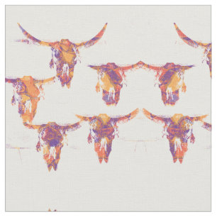 Western Vintag Bullen Skulls Lila Goldland Stoff