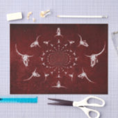 Western Vintag Burgundy Rust Texture Bull Skull Seidenpapier (Handwerk)