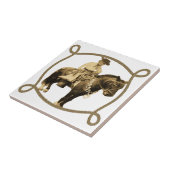 Western Vintag Cowboy auf Pferd Fliese (Seite)