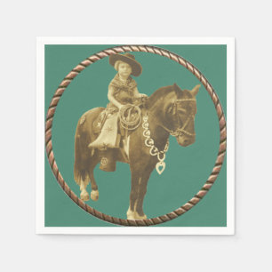 Western Vintag Cowgirl Auf Pferd Party Napkins Serviette