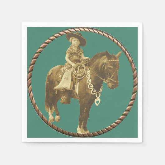 Western Vintag Cowgirl Auf Pferd Party Napkins Serviette (Vorderseite)
