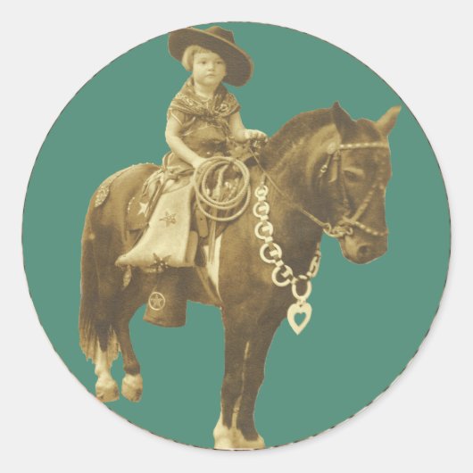 Western Vintag Cowgirl On Horse Stickers (Vorderseite)
