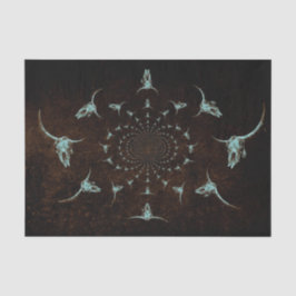 Western Vintag Dunkelbraun Aquamarin Texturbull Seidenpapier