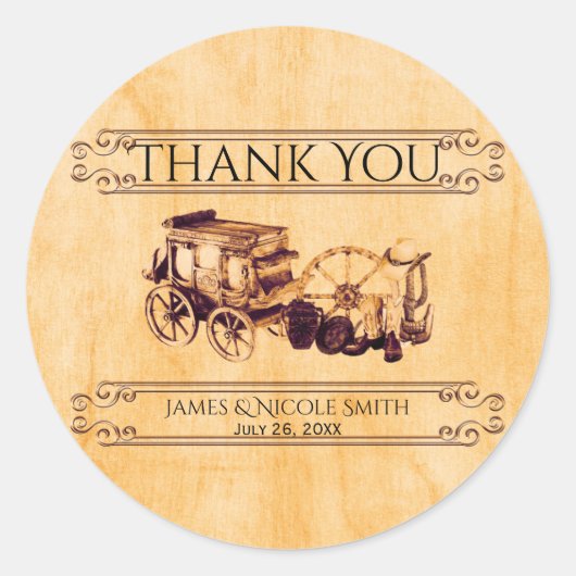 Western Vintag Elegant Hochzeit Gefallen Stickers (Vorderseite)