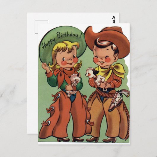 Western Vintag Geburtstag Postkarte (Vorne/Hinten)