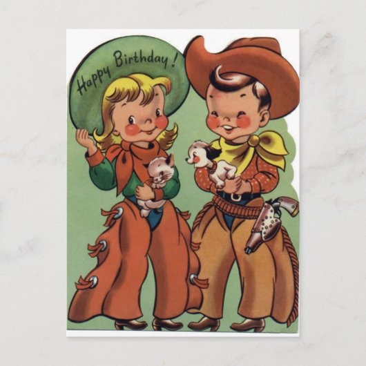 Western Vintag Geburtstag Postkarte (Vorderseite)