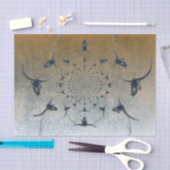 Western Vintag Gold Schwarze Textur Bull Skull Seidenpapier (Handwerk)