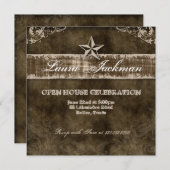 Western Vintag Grad Foto Card Beige Star Einladung (Vorne/Hinten)