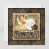 Western Vintag Grad Foto Card Beige Star Einladung (Rückseite)