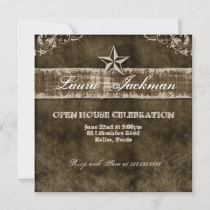 Western Vintag Grad Foto Card Beige Star Einladung