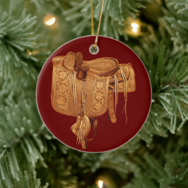 Western, Vintag, Sattel, Land, Weihnachten Keramik Ornament