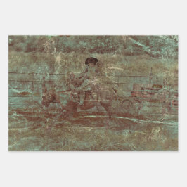 Western Vintag Texture Rodeo Reiten Geschenkpapier Set