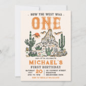 Western Vintag Wüste Erste Rodeo 1. Geburtstag Einladung (Vorderseite)