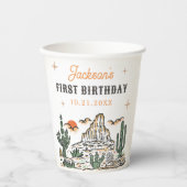 Western Vintag Wüste Erste Rodeo 1. Geburtstag Pappbecher (Vorderseite)