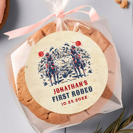 Western Vintag Wüste Erste Rodeo 1. Geburtstag Runder Aufkleber