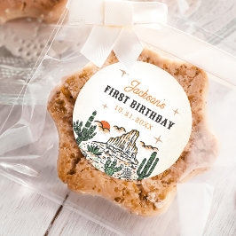 Western Vintag Wüste Erste Rodeo 1. Geburtstag Runder Aufkleber