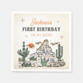 Western Vintag Wüste Erste Rodeo 1. Geburtstag Serviette (Vorderseite)