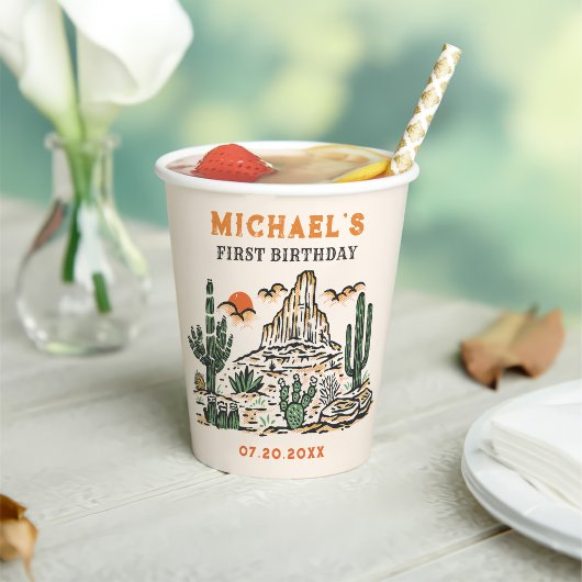 Western Vintag Wüste Rodeo 1. Geburtstag Pappbecher