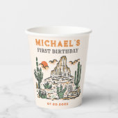 Western Vintag Wüste Rodeo 1. Geburtstag Pappbecher (Vorderseite)