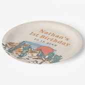 Western Vintag Wüste Rodeo 1. Geburtstag Pappteller (Schrägansicht)