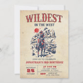 Western Vintag Wüste Rodeo 3. Geburtstag Einladung (Vorderseite)