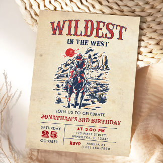 Western Vintag Wüste Rodeo 3. Geburtstag Einladung