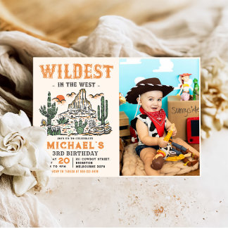 Western Vintag Wüste Rodeo 3. Geburtstag Foto Einladung