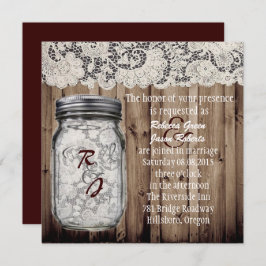 Western Vintage Barnholz Spitze Maurer Glas Hochze Einladung