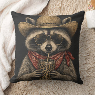 Western-Vintage-Geschenk für Waschbärenliebhaber Kissen