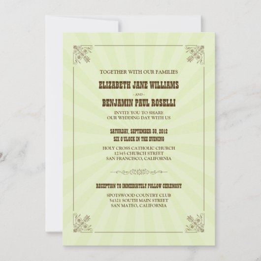 Western Vintage Hochzeit Einladung (Sali) (Vorderseite)