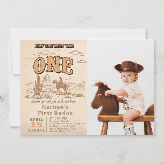 Western Vintage Rodeo 1st Birthday Invitation  Einladung (Vorderseite)
