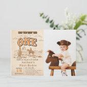 Western Vintage Rodeo 1st Birthday Invitation  Einladung (Stehend Vorderseite)