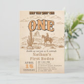 Western Vintage Rodeo 1st Birthday Invitation  Einladung (Stehend Vorderseite)