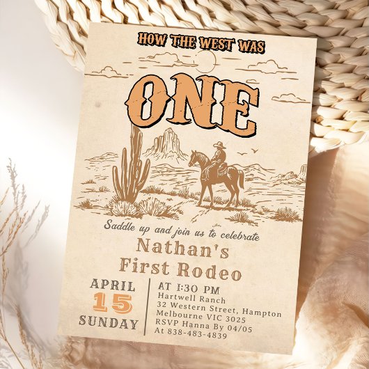 Western Vintage Rodeo 1st Birthday Invitation  Einladung