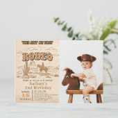 Western Vintage Rodeo 2nd Birthday Invitation  Einladung (Stehend Vorderseite)