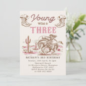 Western Vintage Rodeo 3rd Birthday Invitation  Einladung (Stehend Vorderseite)