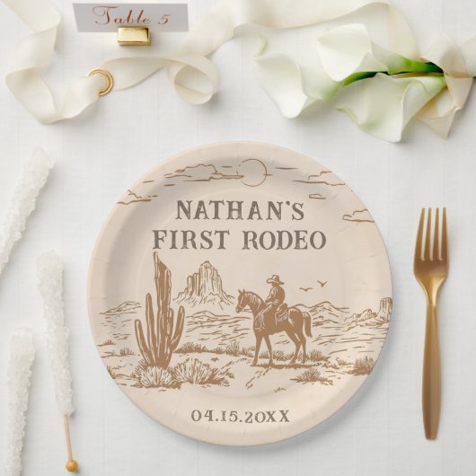 Western Vintage Rodeo Birthday Paper Plate Pappteller (Hochzeit)