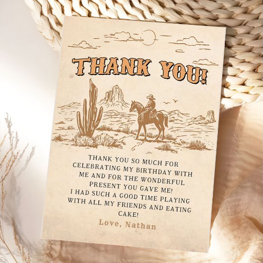 Western Vintage Rodeo Cowboy Dankeskarte