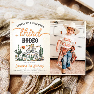 Western Vintage Wüste Cowboy 3. Geburtstag Foto Einladung