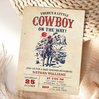 Western Vintage Wüste Cowboy Babydusche Einladung