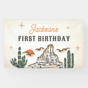 Western Vintage Wüsten Erstes Rodeo 1. Geburtstag Banner